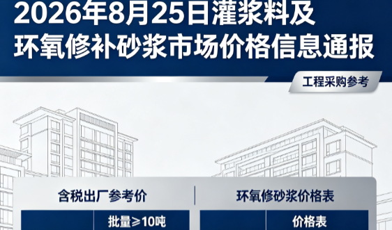 资阳2026年8月25日灌浆料及环氧修补砂浆市场价格信息通报
